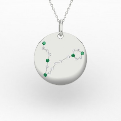 Pisces Pendentif Emeraude en Or blanc 18k
