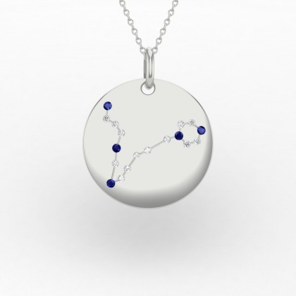 Pisces Pendentif Saphir en Or blanc 18k