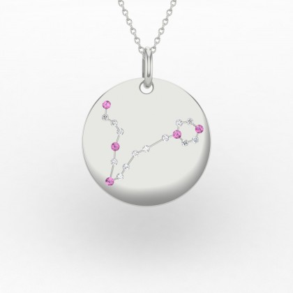 Pisces Pendentif Saphir rose en Or blanc 18k