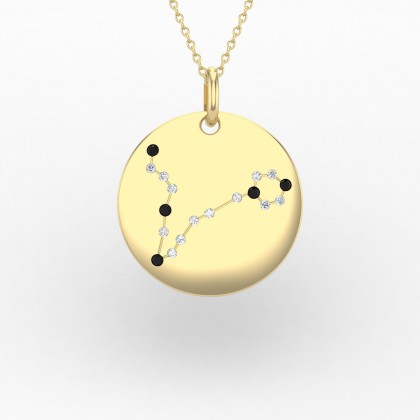 Pisces Pendentif Diamant noir en Or jaune 18k