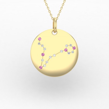 Pisces Pendentif Saphir rose en Or jaune 18k