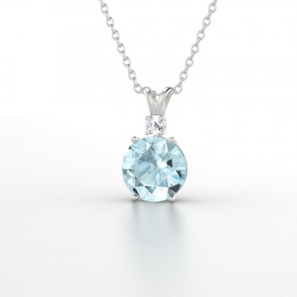 Plaisante Pendentif Aigue-marine en Argent 925