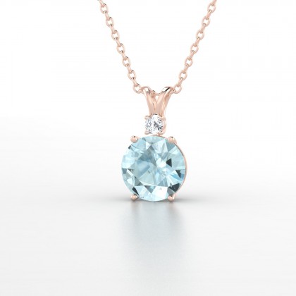 Plaisante Pendentif Aigue-marine en Or rose 18k