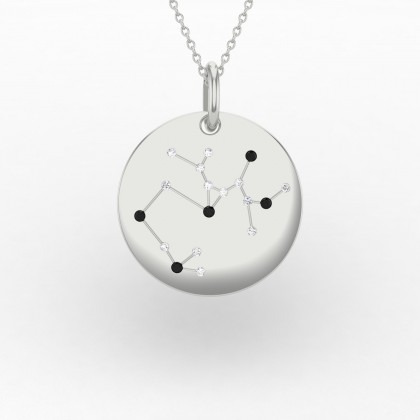Sagittarius Pendentif Diamant noir en Or blanc 18k