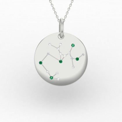Sagittarius Pendentif Emeraude en Or blanc 18k
