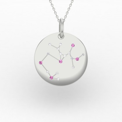 Sagittarius Pendentif Saphir rose en Or blanc 18k