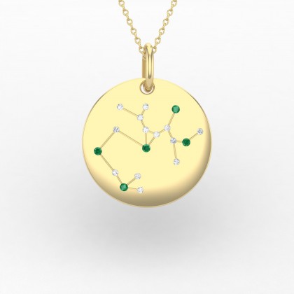 Sagittarius Pendentif Emeraude en Or jaune 18k