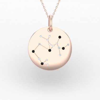 Sagittarius Pendentif Diamant noir en Or rose 18k