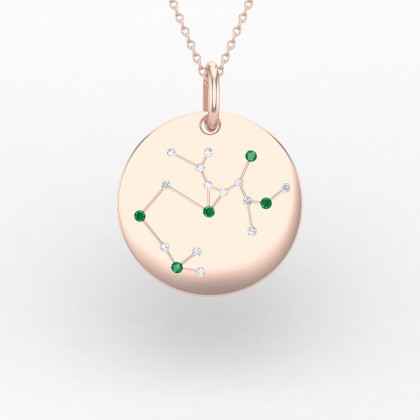 Sagittarius Pendentif Emeraude en Or rose 18k