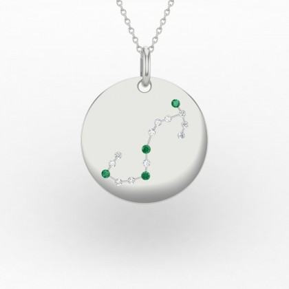 Scorpio Pendentif Emeraude en Or blanc 18k