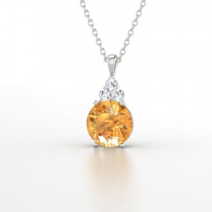 Singulière Pendentif Citrine en Or blanc 18k