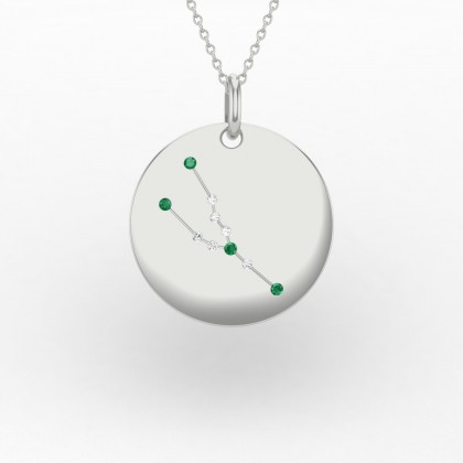 Taurus Pendentif Emeraude en Or blanc 18k