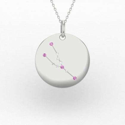 Taurus Pendentif Saphir rose en Or blanc 18k