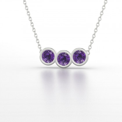 Trinité Pendentif Améthyste en Or blanc 18k