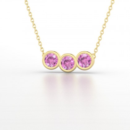 Trinité Pendentif Saphir rose en Or jaune 18k