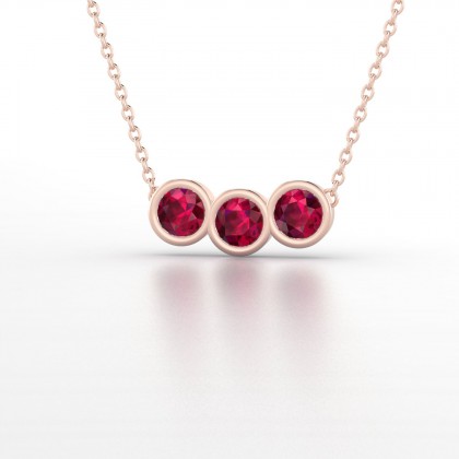 Trinité Pendentif Rubis en Or rose 18k