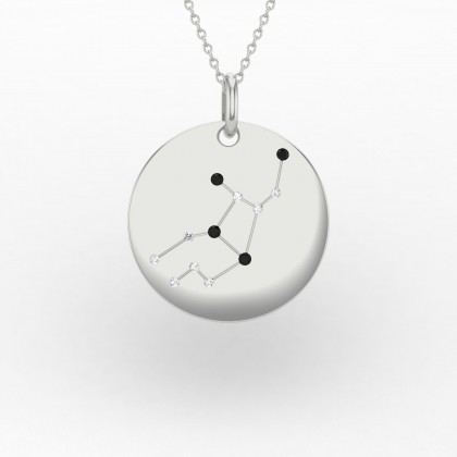 Virgo Pendentif Diamant noir en Or blanc 18k