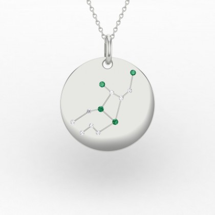 Virgo Pendentif Emeraude en Or blanc 18k