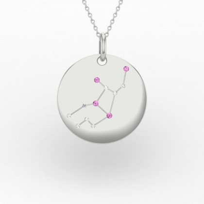 Virgo Pendentif Saphir rose en Or blanc 18k