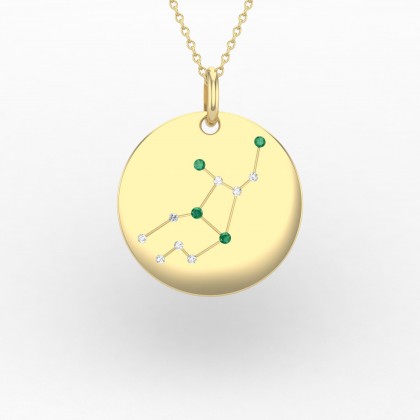 Virgo Pendentif Emeraude en Or jaune 18k