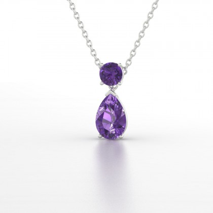Yvette Pendentif Améthyste en Or blanc 18k