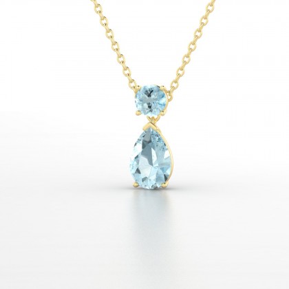Yvette Pendentif Aigue-marine en Or jaune 18k