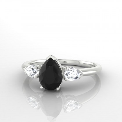 Accordance Bague Diamant noir en Or blanc 18k