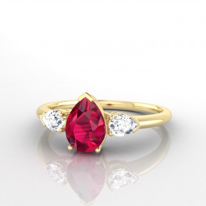 Accordance Bague Rubis en Or jaune 18k