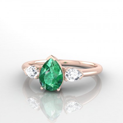 Accordance Bague Emeraude en Or rose 18k
