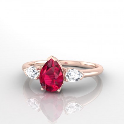 Accordance Bague Rubis en Or rose 18k