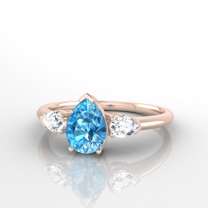 Accordance Bague Topaze en Or rose 18k