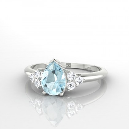Divine Bague Aigue-marine en Or blanc 18k