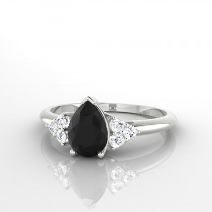 Divine Bague Diamant noir en Or blanc 18k