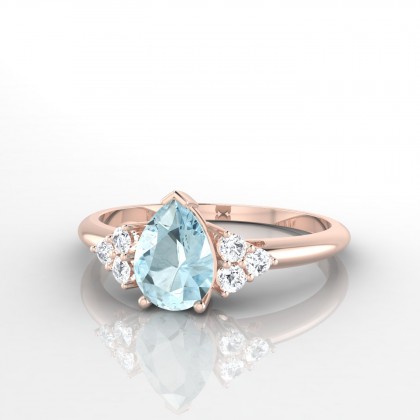Divine Bague Aigue-marine en Or rose 18k