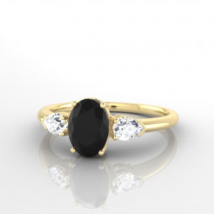 Félicité Bague Diamant noir en Or jaune 18k