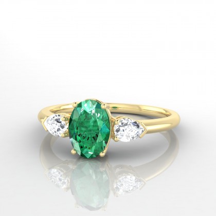 Félicité Bague Emeraude en Or jaune 18k