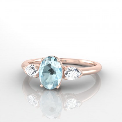 Félicité Bague Aigue-marine en Or rose 18k