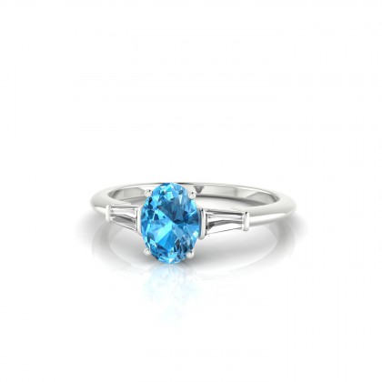 Prestigieuse Bague Topaze en Or blanc 18k