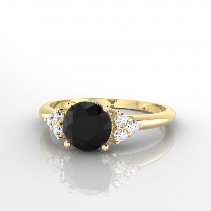 Singulière Bague Diamant noir en Or jaune 18k