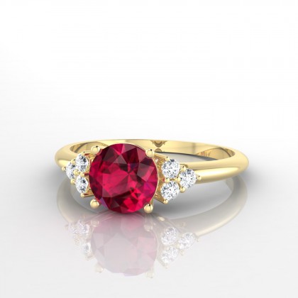 Singulière Bague Rubis en Or jaune 18k