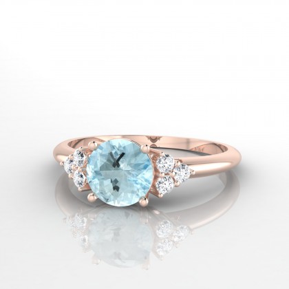 Singulière Bague Aigue-marine en Or rose 18k