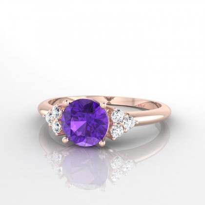Singulière Bague Améthyste en Or rose 18k
