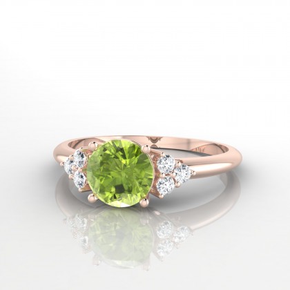 Singulière Bague Péridot en Or rose 18k