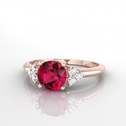 Singulière Bague Rubis en Or rose 18k