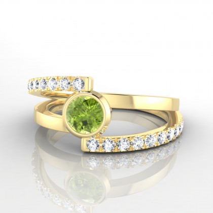 Camélia Bague Péridot en Or jaune 18k