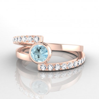 Camélia Bague Aigue-marine en Or rose 18k