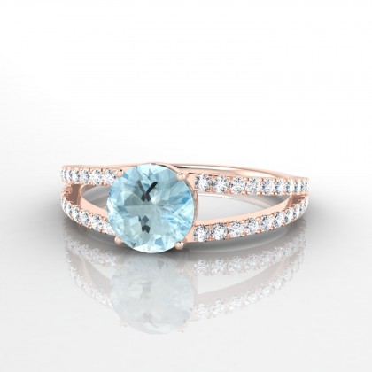 Grâce Bague Aigue-marine en Or rose 18k