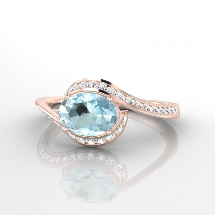 Mirage Bague Aigue-marine en Or rose 18k